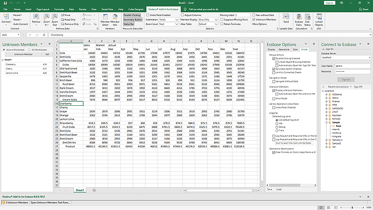 Excel Add-In for Essbase Screenshot - Applied OLAP